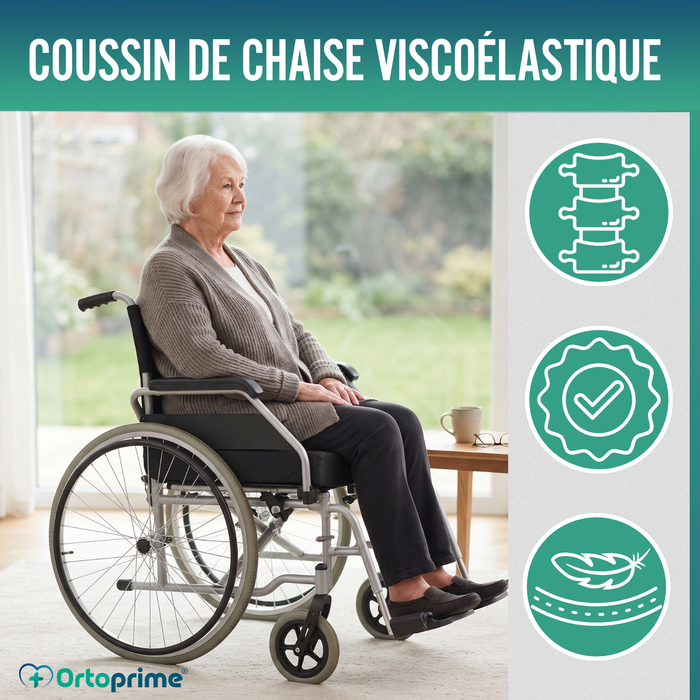 Coussin anti-escarres en Mousse Viscoélastique + Mousse HR Confort