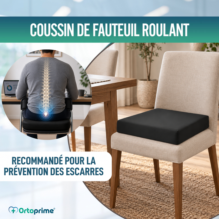 Coussin anti-escarres en Mousse Viscoélastique + Mousse HR Confort
