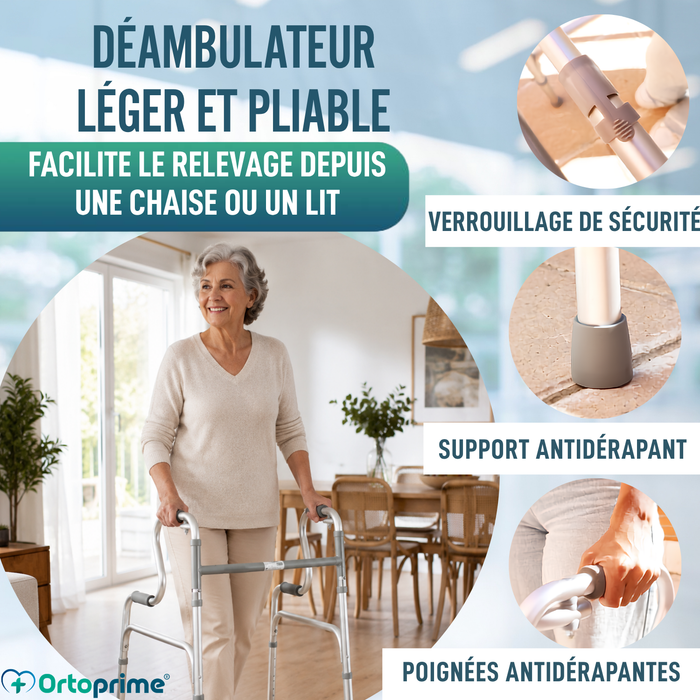 Déambulateur pour Adultes avec Incorporateur | en Aluminium Pliable