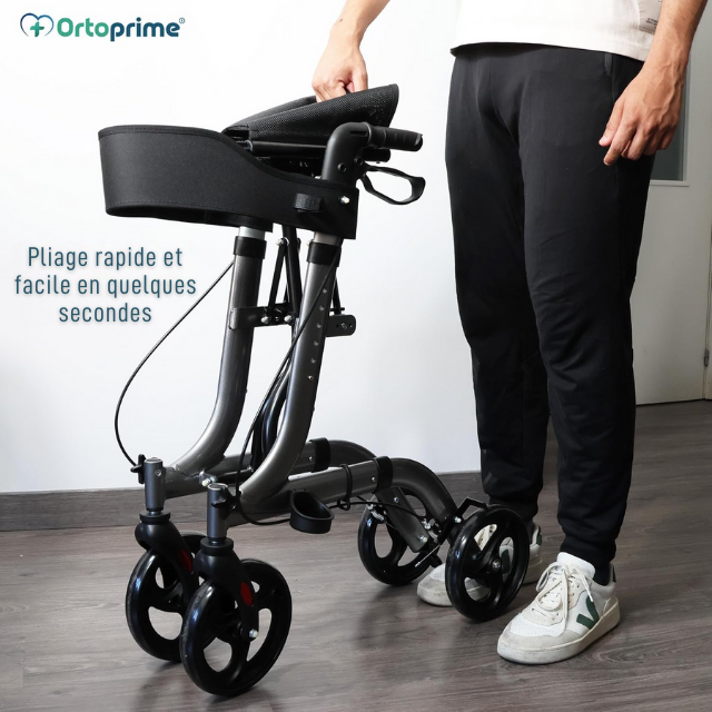 Déambulateur Rollator avec Siège et Panier pour l'Extérieur
