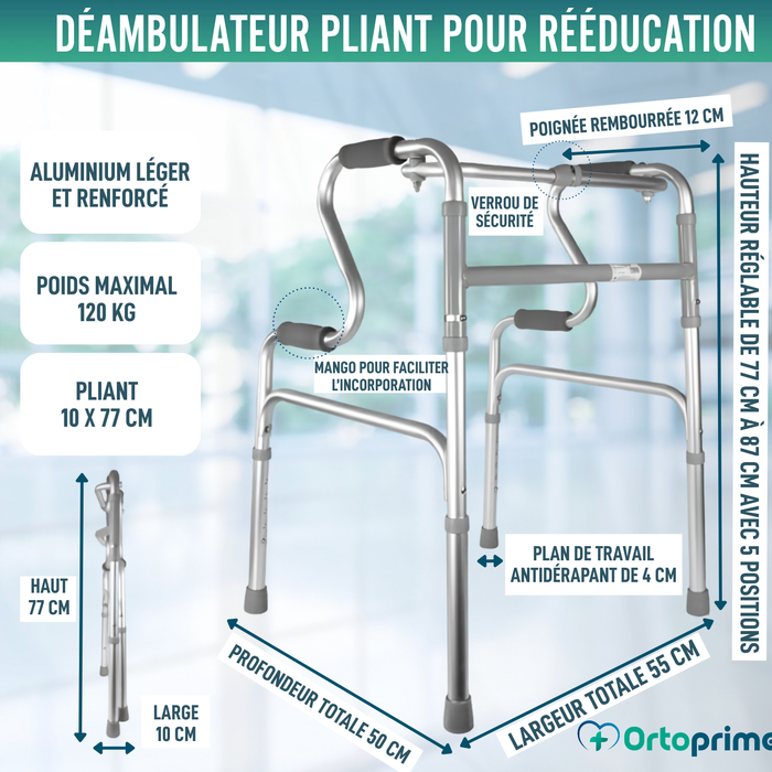 Déambulateur pour Adultes avec Incorporateur | en Aluminium Pliable