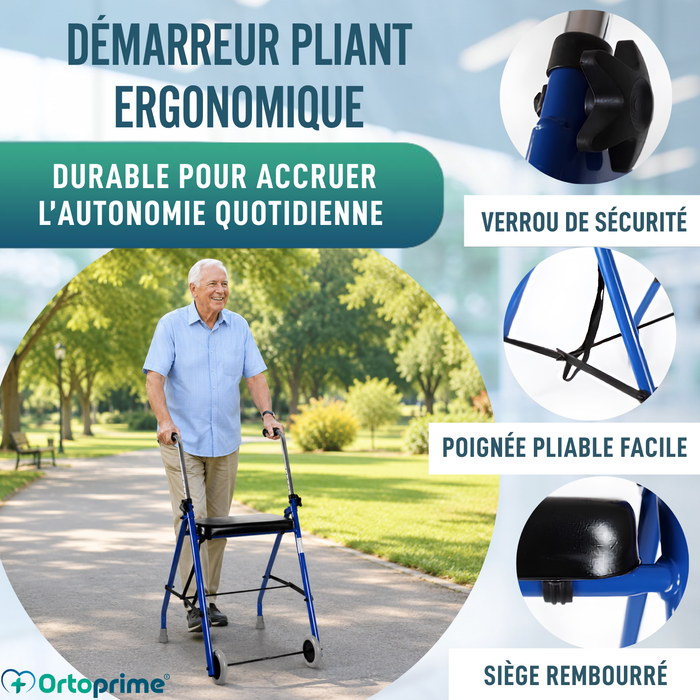 Rollator pour Personnes Âgées 2 Roues | Rollators Pliables pour Adultes