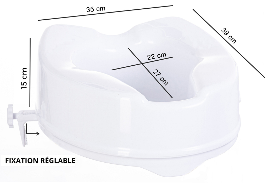 Rehausseur de WC avec Couvercle 15 cm | Universel