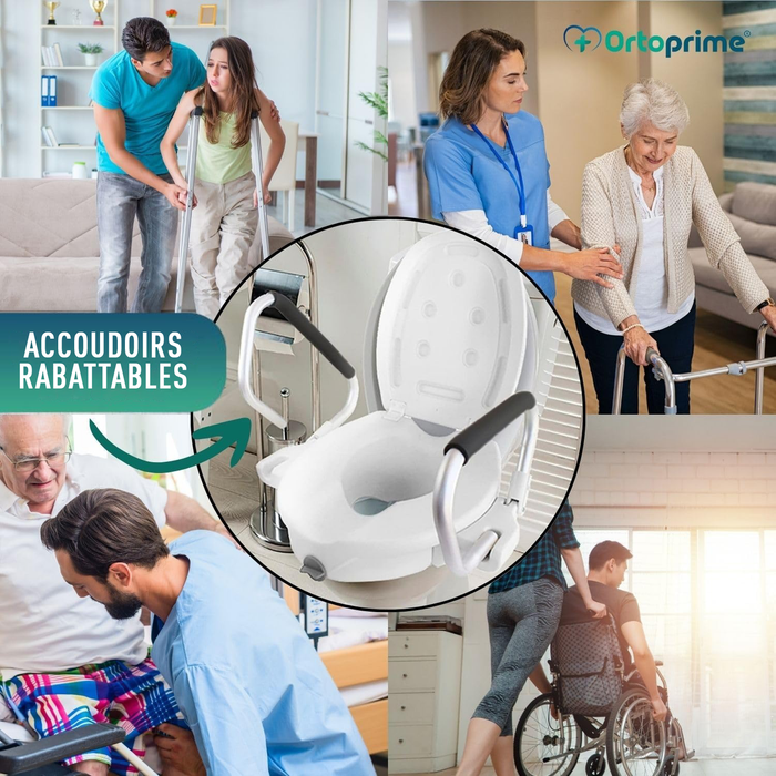 Rehausseur WC 12 cm avec Accoudoirs Rabattables