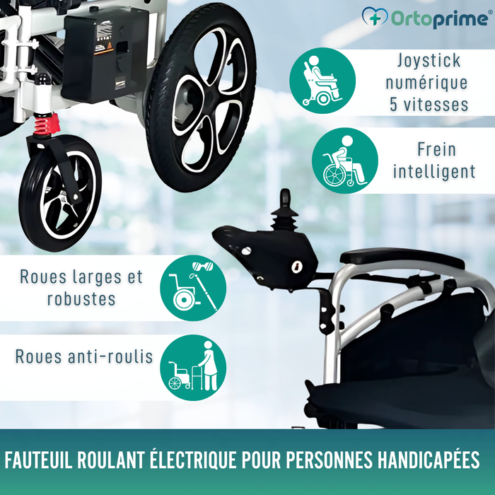Fauteuil Roulant Pliable avec Batteries Gel | 5 Vitesses