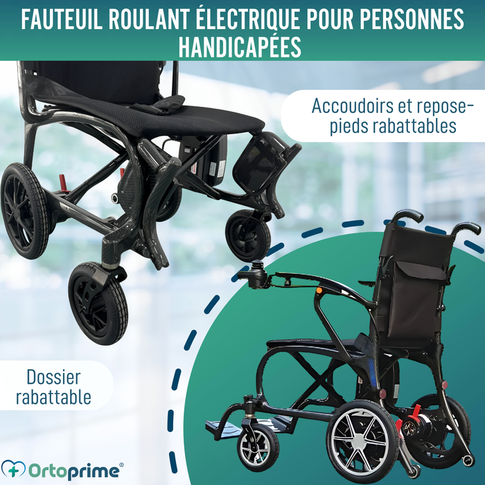Fauteuil Électrique Compact pour Handicapé | Fibre de Carbone