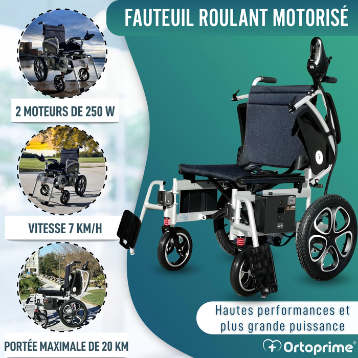 Fauteuil Roulant Pliable avec Batteries Gel | 5 Vitesses