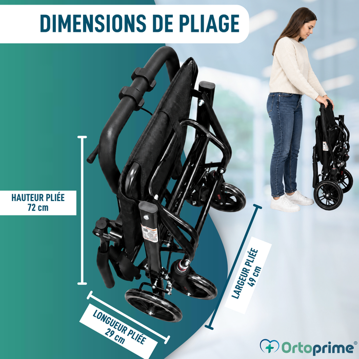 Fauteuil Roulant de Transfert Léger Pliant avec Freins
