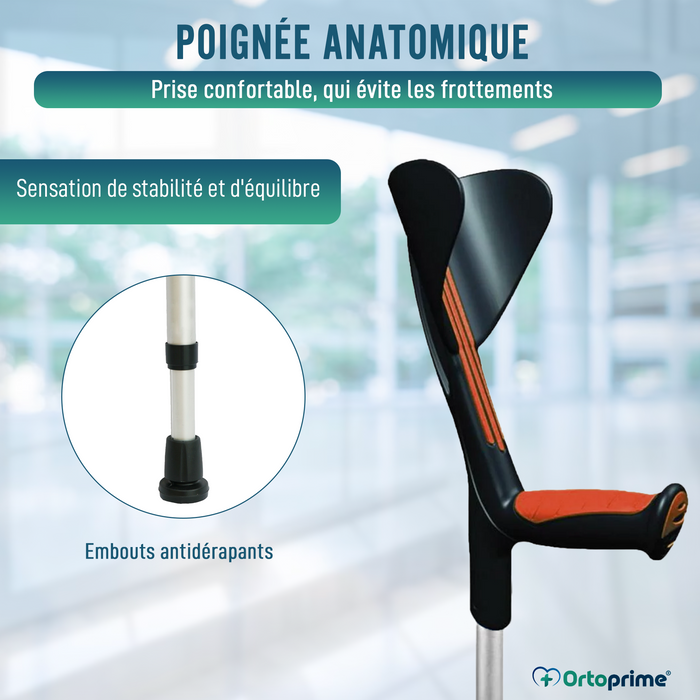 Béquilles Réglables Anatomiques Rouges | Lot de 2