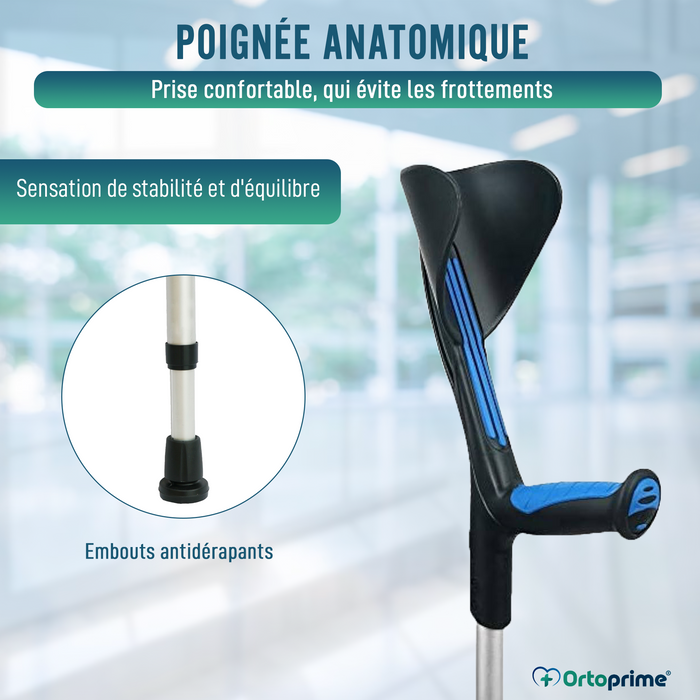 Béquilles Réglables Anatomiques Bleues | Pack 2 Unités