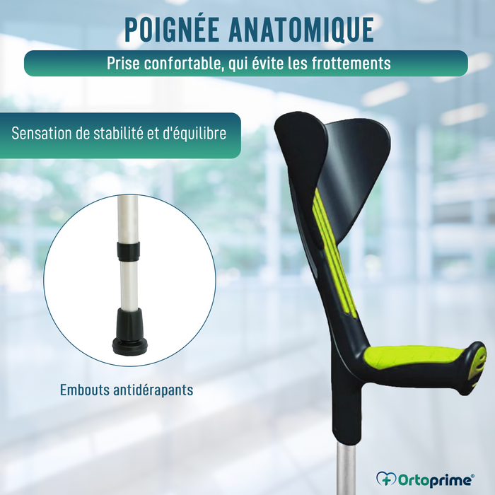 Canne Anglaise Réglable Anatomique Vert Pistache | Pack de 2 Unités