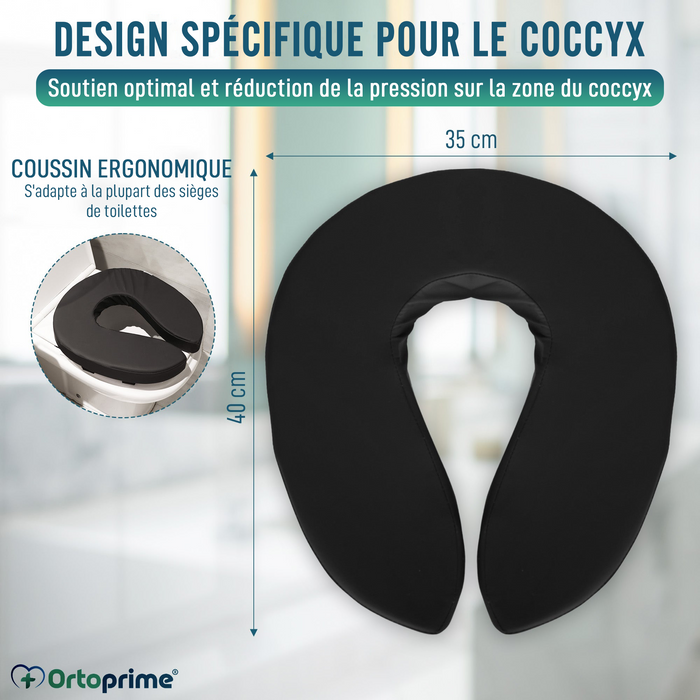 Coussin de Toilette Rembourré avec Housse Amovible et Bandes de Fixation