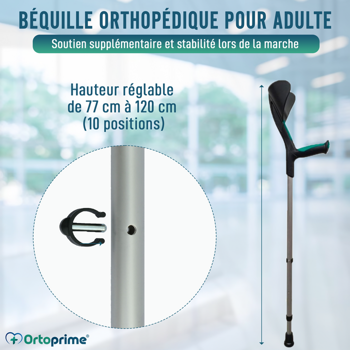 Canne Anglaise Réglable Anatomique Verte | Pack de 2 unités