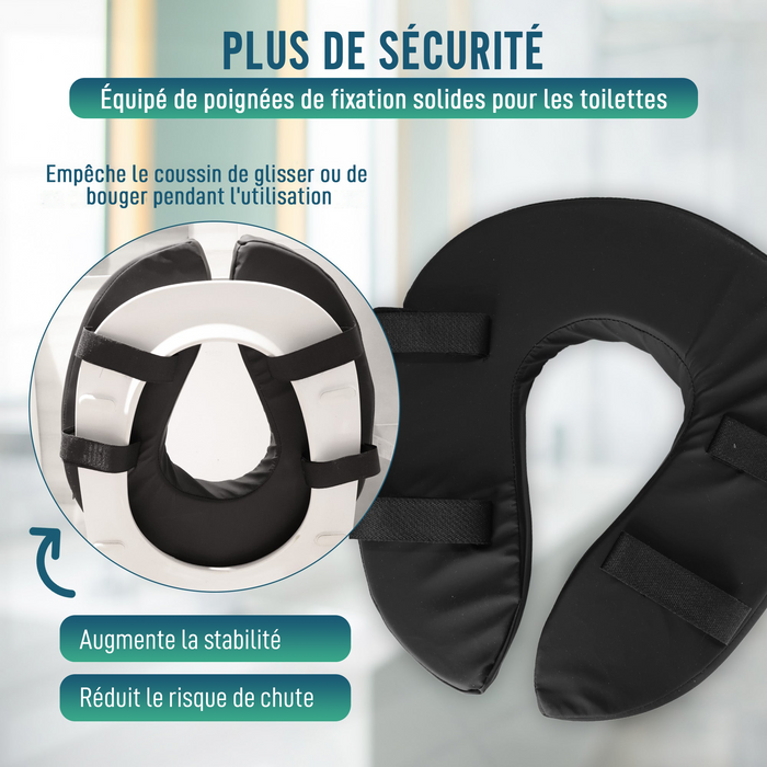 Coussin de Toilette Rembourré avec Housse Amovible et Bandes de Fixation