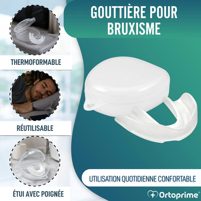 Protège-dents pour le bruxisme, réutilisable et moulable | Avec étui