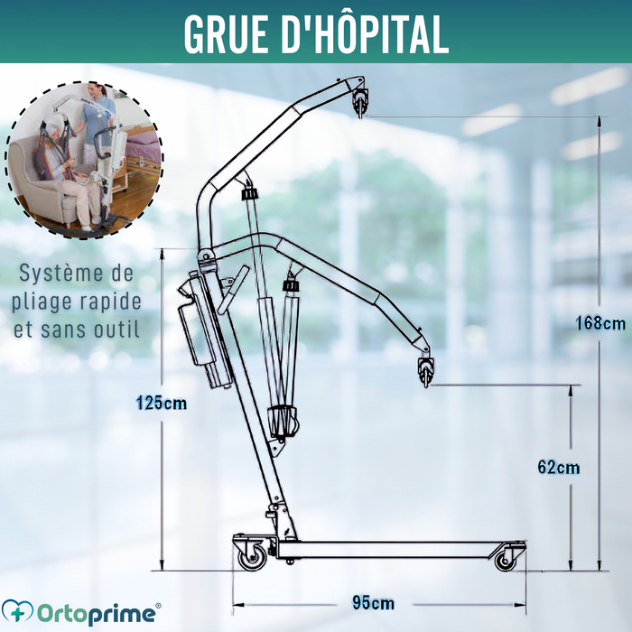 Grue Électrique pour Transfert de Patients | Sans Harnais