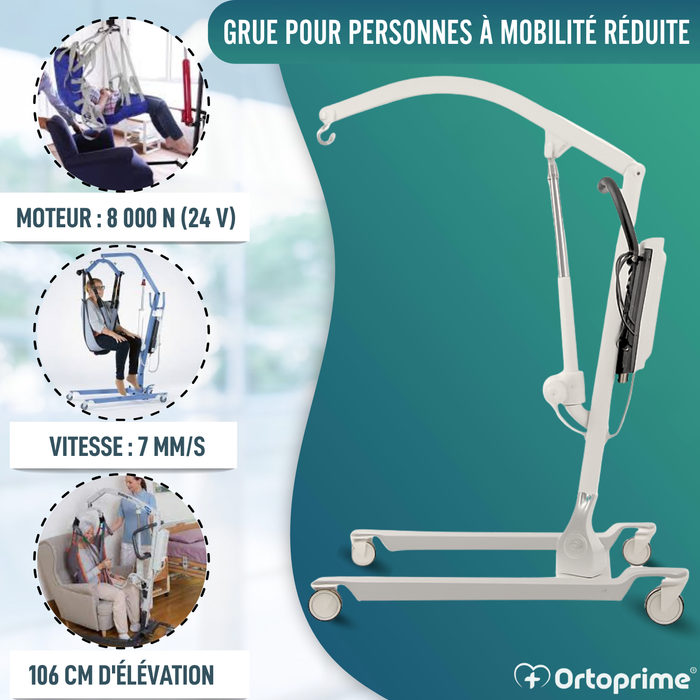 Grue Électrique pour Transfert de Patients | Sans Harnais