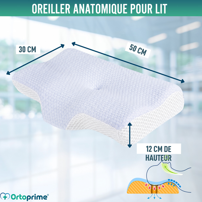 Oreiller Cervical Ergonomique en Mousse Viscoélastique | Sommeil Réparateur
