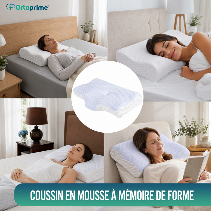 Oreiller Cervical Ergonomique en Mousse Viscoélastique | Sommeil Réparateur