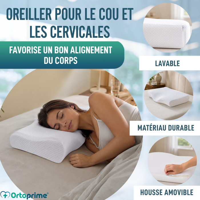 Oreiller Cervical Ergonomique en Mousse Viscoélastique | Sommeil Réparateur
