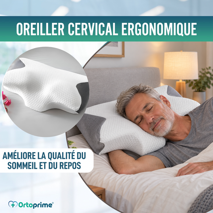 Oreiller ergonomique en Mousse à Mémoire de Forme pour la Nuque avec Contour