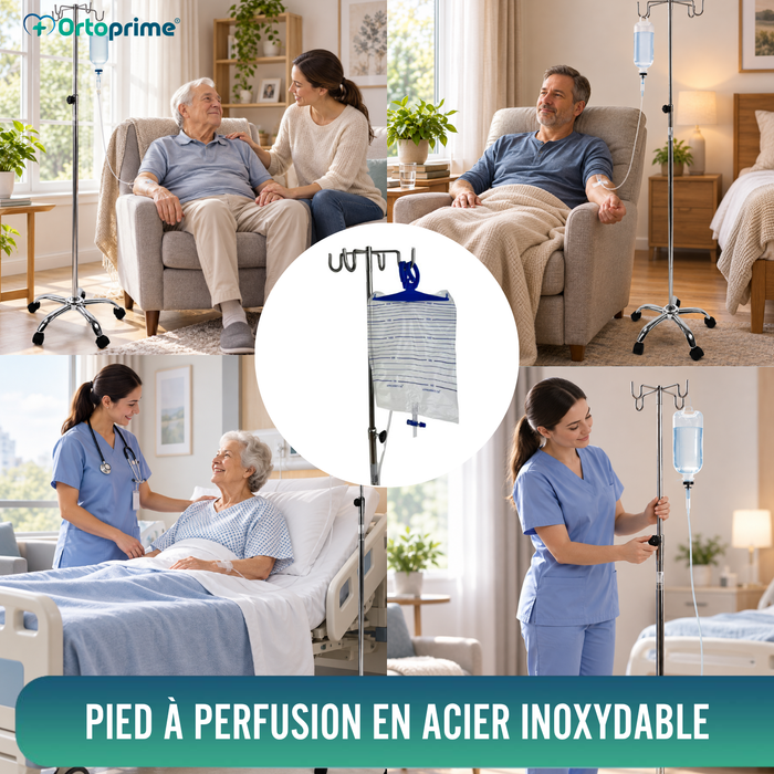 Porte-Perfusion Hospitalier Portable Professionnel et Domestique
