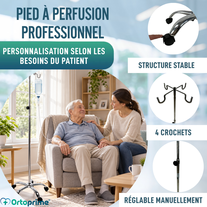 Porte-Perfusion Hospitalier Portable Professionnel et Domestique