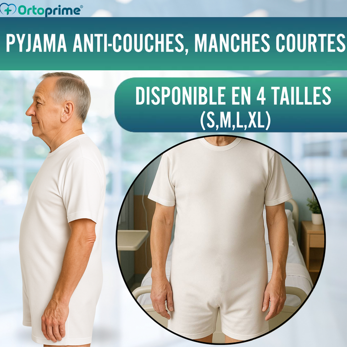 Pyjama Anti-Incontinence Manches Courtes Unisexe | Adultes