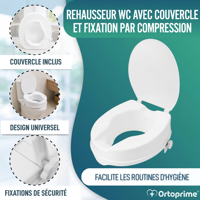 Rehausseur WC avec Couvercle 10 cm | Universel
