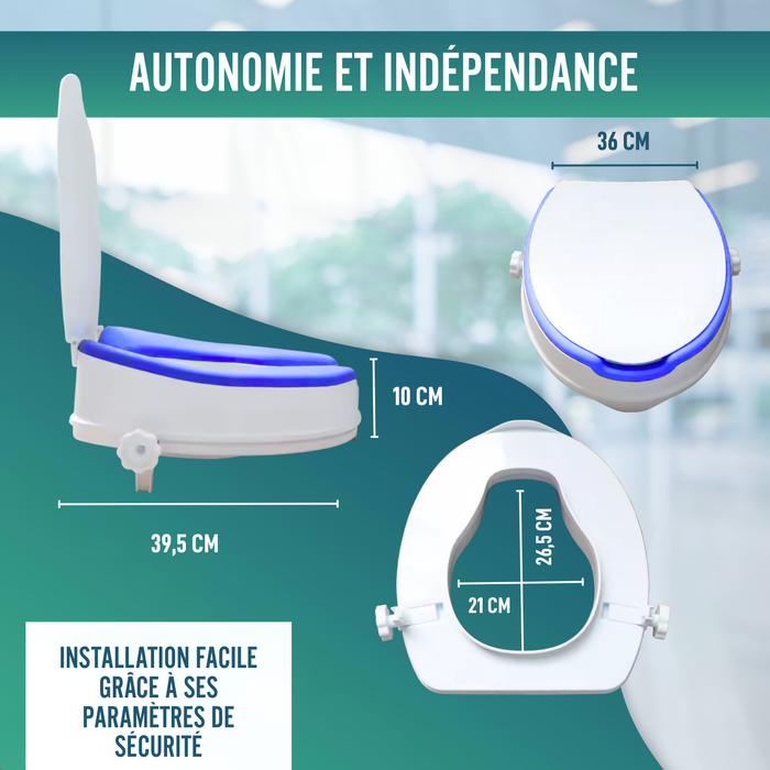 Élévateur WC Adulte 10cm Rembourré | Rehausseur WC Universel