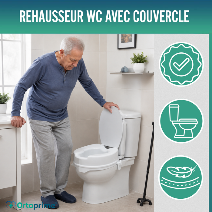 Rehausseur de WC avec Couvercle 10 cm | Universel