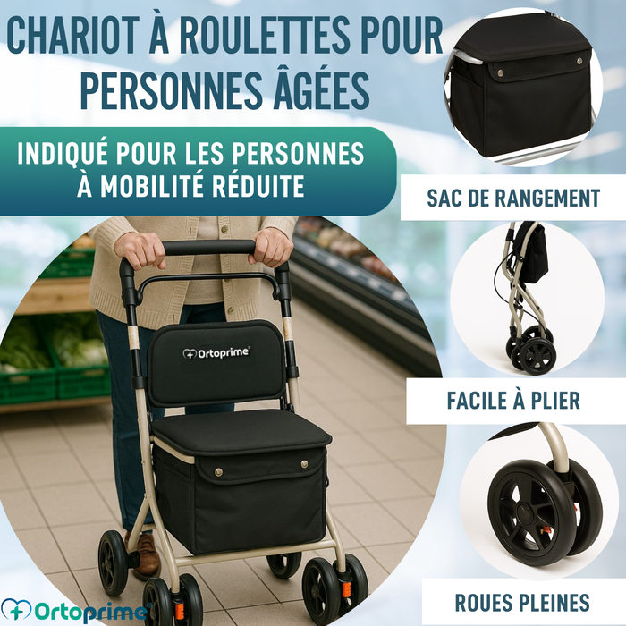 Déambulateur Rollator Pliant Adulte avec Chariot