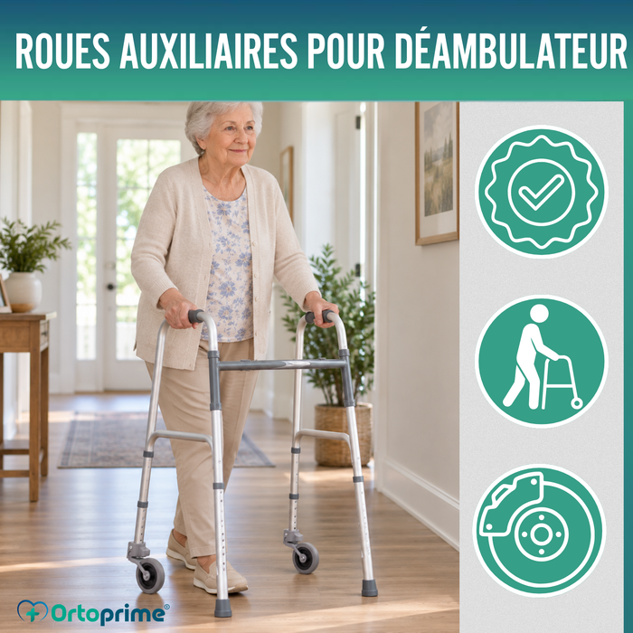 Kit x2 Roues pour Déambulateurs et Marchettes 22, 25 et 30 mm