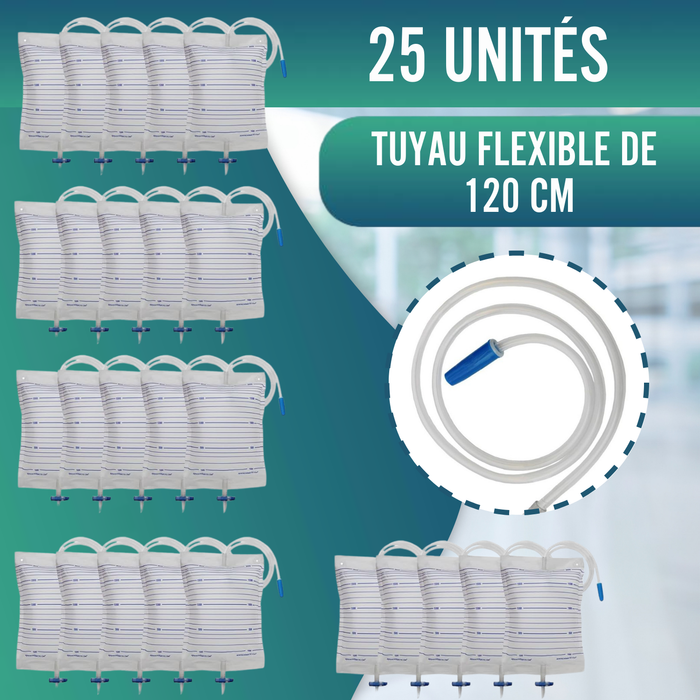 Sacs à Urine 2L Homme et Femme | Pack de 25 Unités