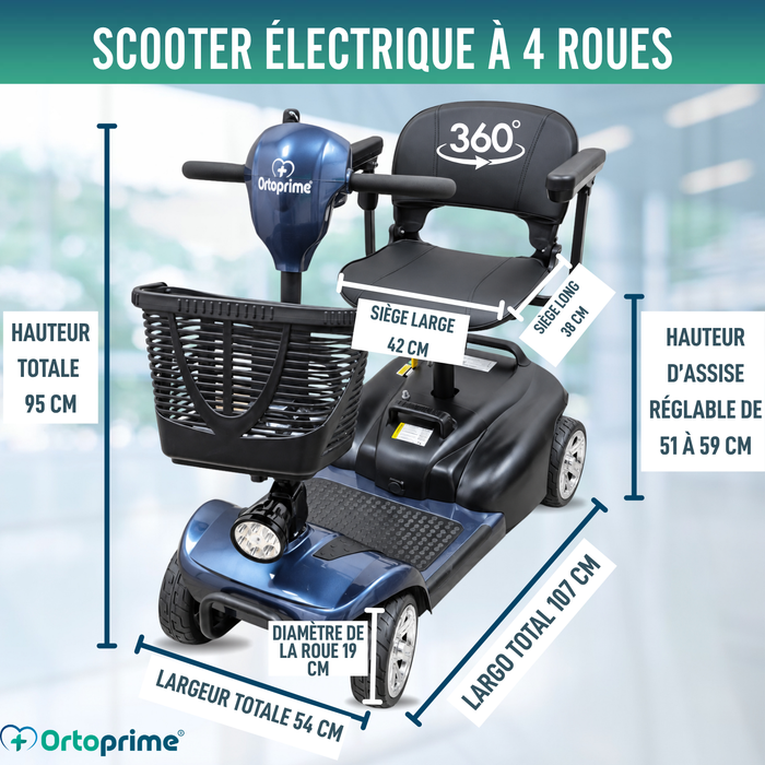 Scooter Électrique Démontable 4 Roues | Batterie Amovible