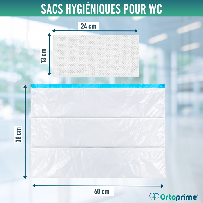 Sacs Jetables pour Toilettes avec Coussinets et Poignées | Pack 50