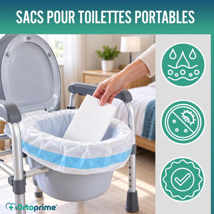 Sacs Jetables pour Toilettes avec Coussinets et Poignées | Pack 50