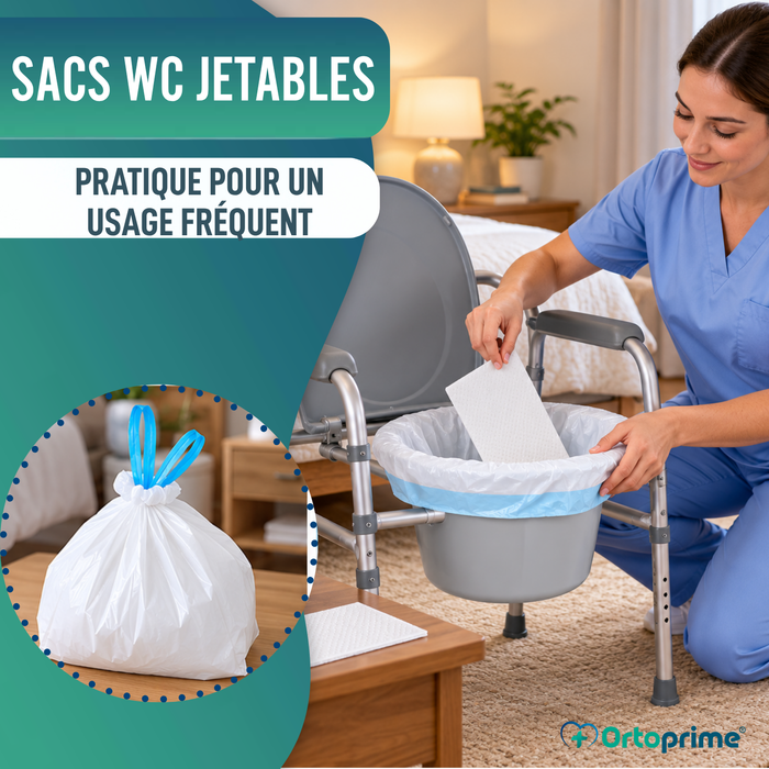Sacs Jetables pour Toilettes avec Coussinets et Poignées | Pack 50