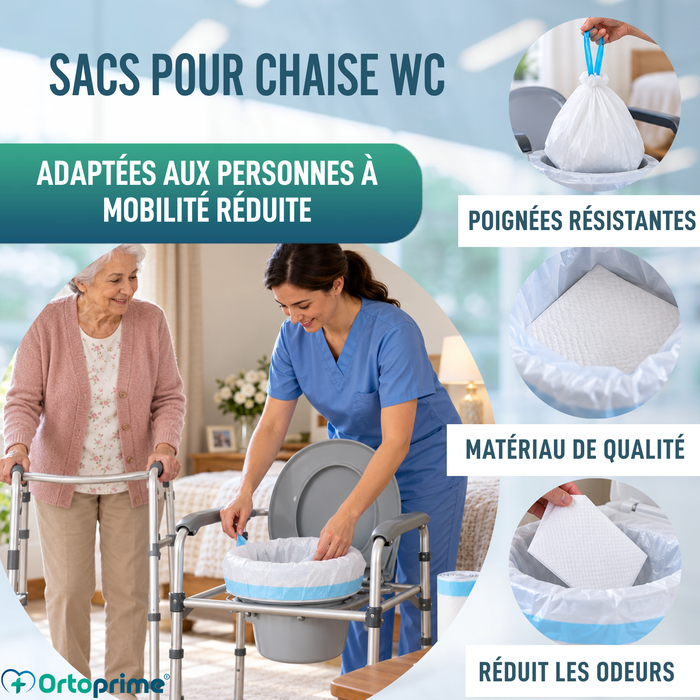 Sacs Jetables pour Toilettes avec Coussinets et Poignées | Pack 50
