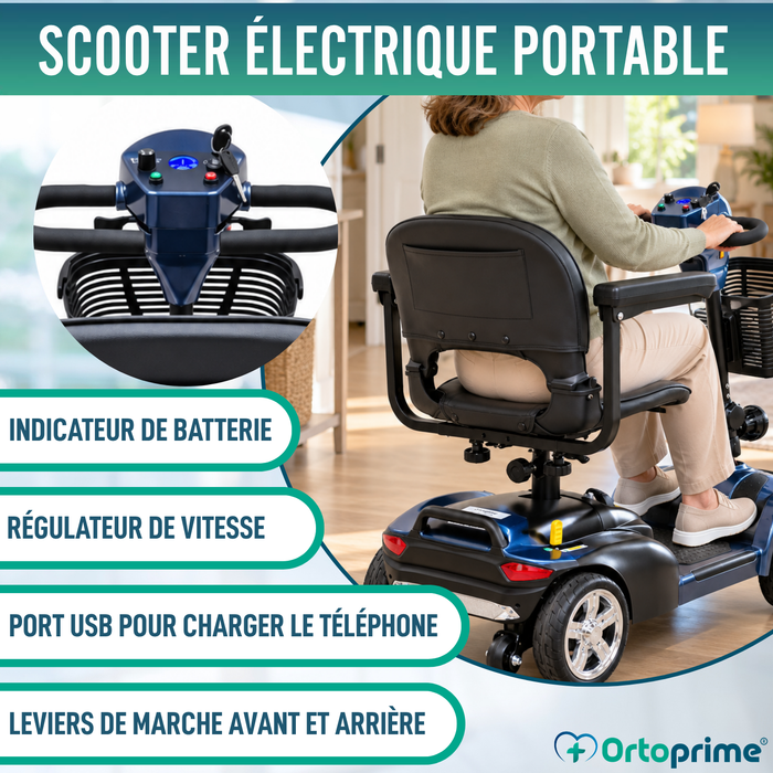 Scooter Électrique Démontable 4 Roues | Batterie Amovible