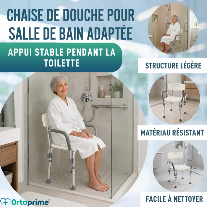 Chaise de Douche avec Accoudoirs Confort