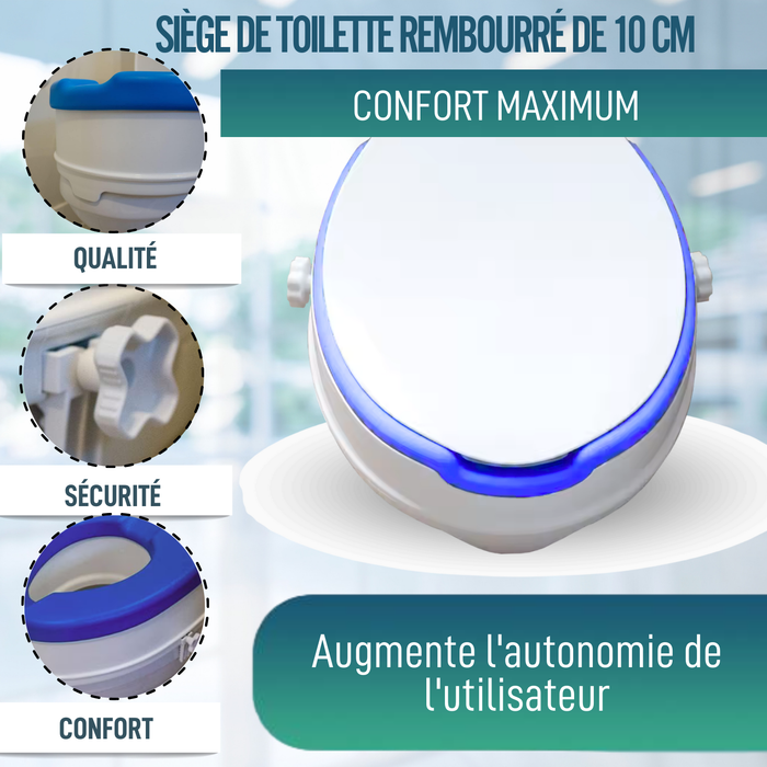 Élévateur WC Adulte 10cm Rembourré | Rehausseur WC Universel