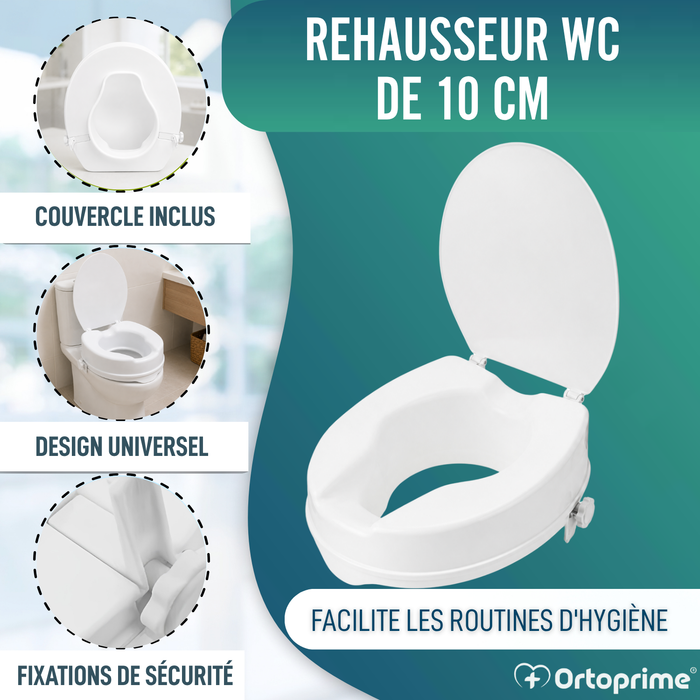 Rehausseur de WC avec Couvercle 10 cm | Universel
