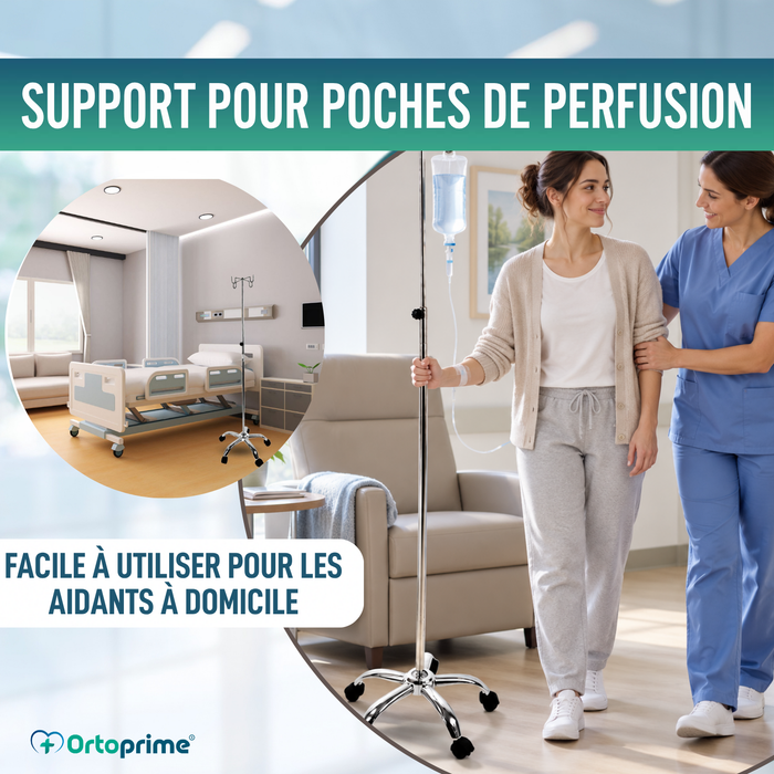 Porte-Perfusion Hospitalier Portable Professionnel et Domestique