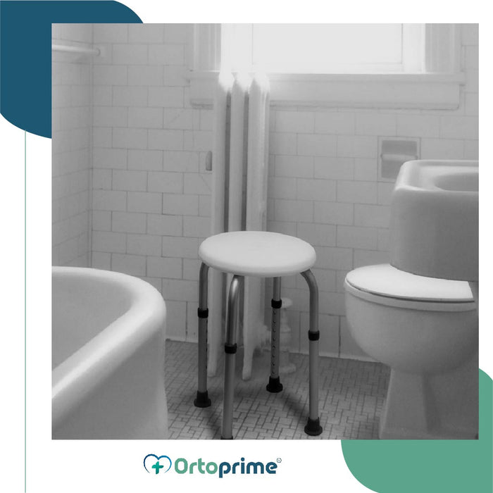 Pack Tabouret de Bain Rond + Poignée de Douche à Système de Succion