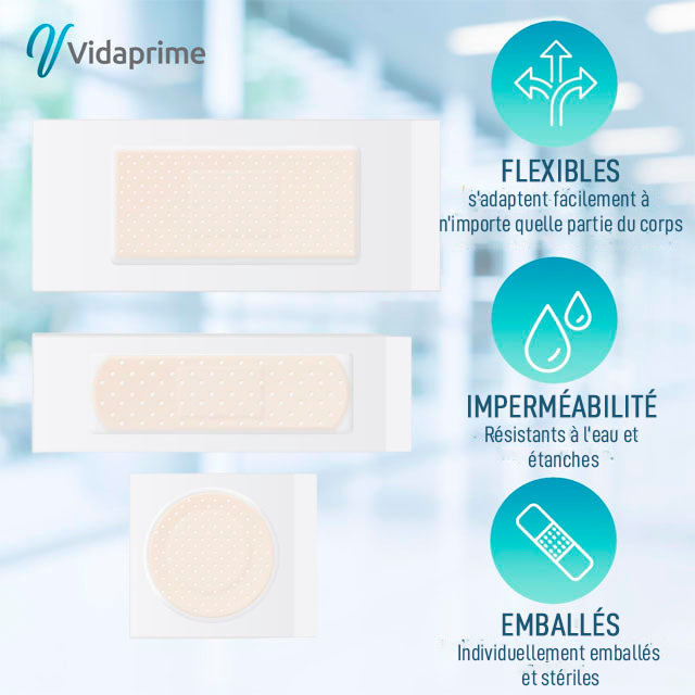 Pansements Adhésifs Imperméables en 3 tailles | 50 unités