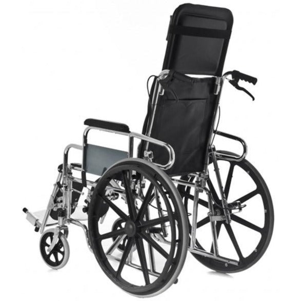 Fauteuil Roulant Pliable en Acier Chromé avec Appui-tête | ConfortZone